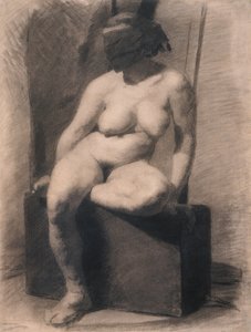 Studio di una donna nuda seduta con maschera